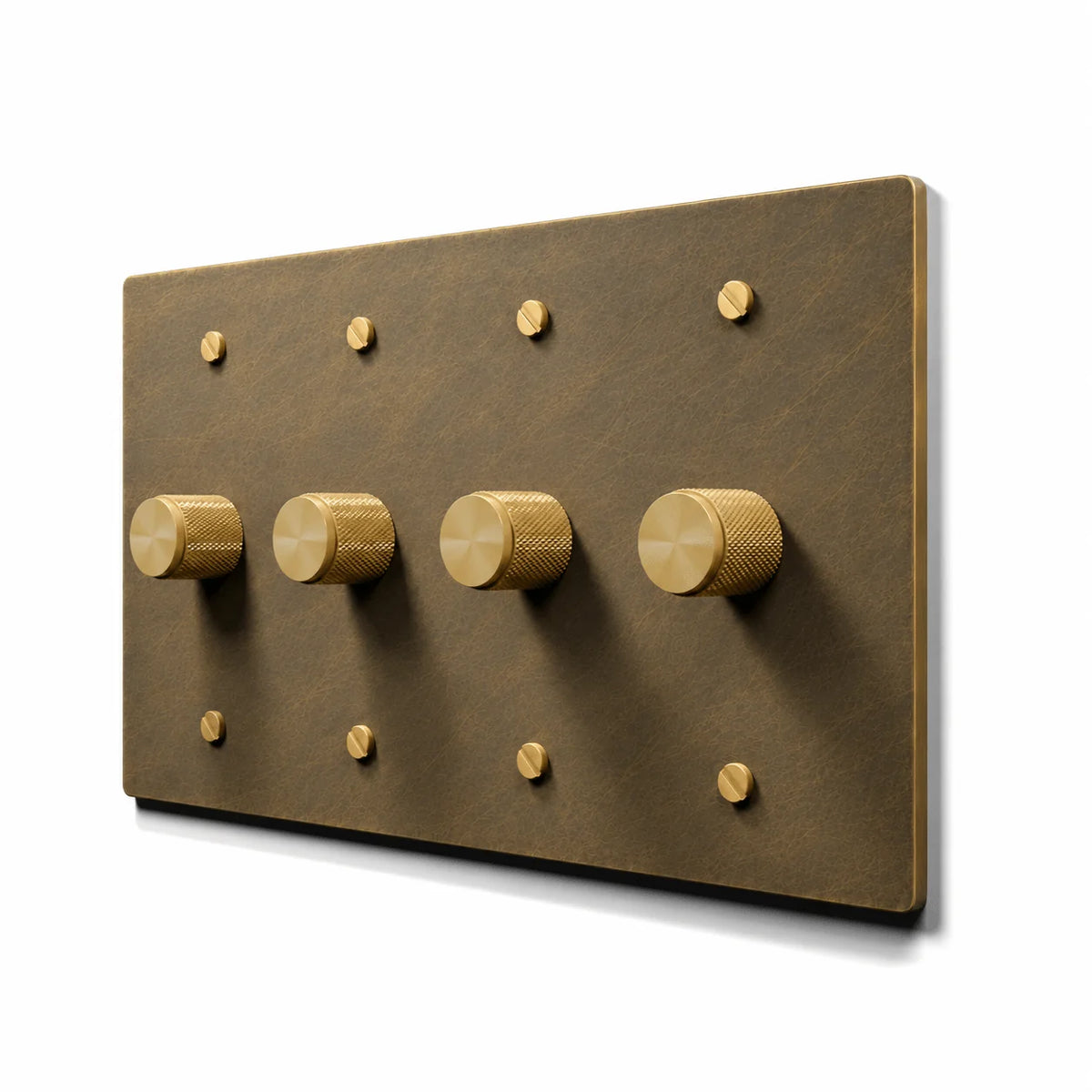 4 gang aged brass dimmer