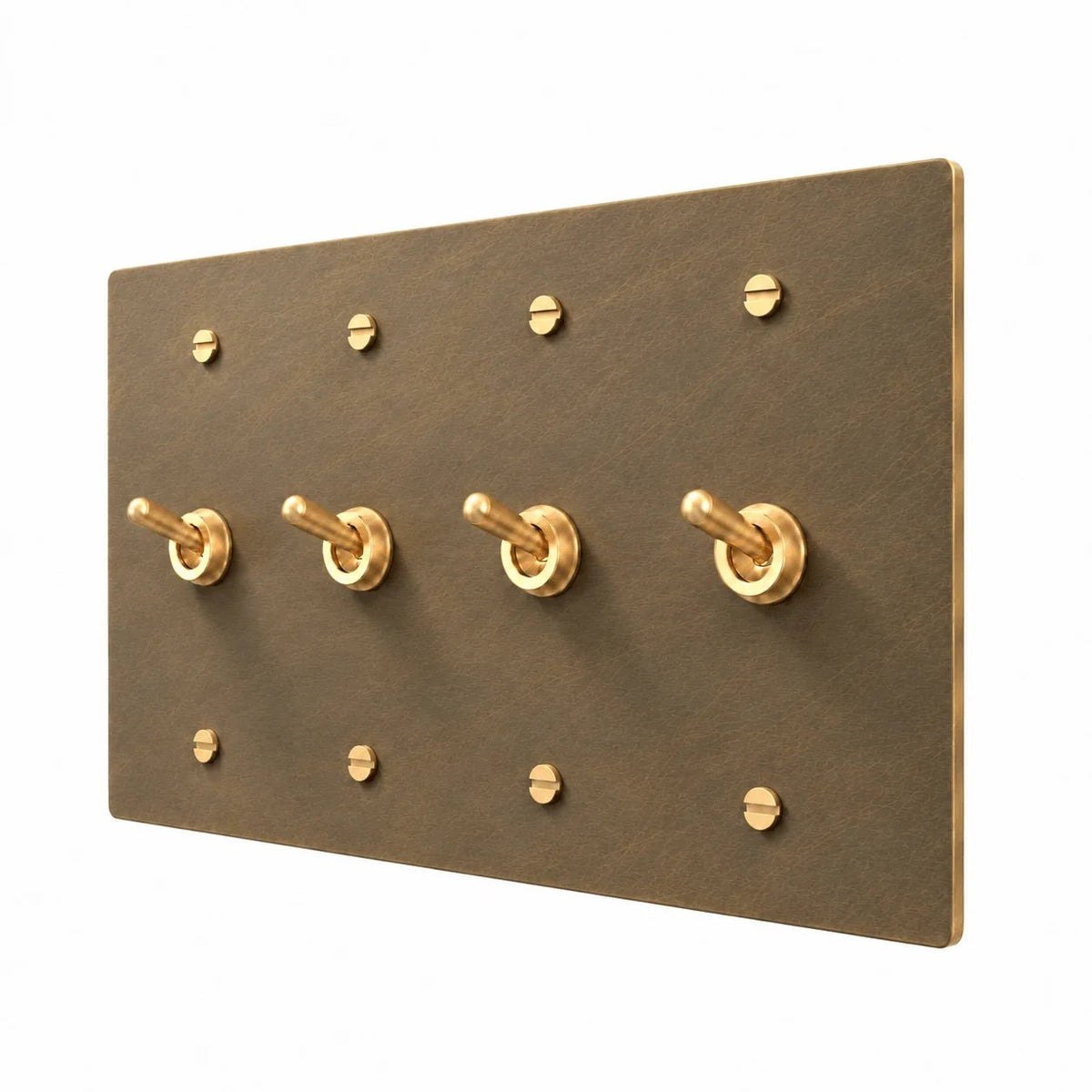 4 gang aged brass toggle switch