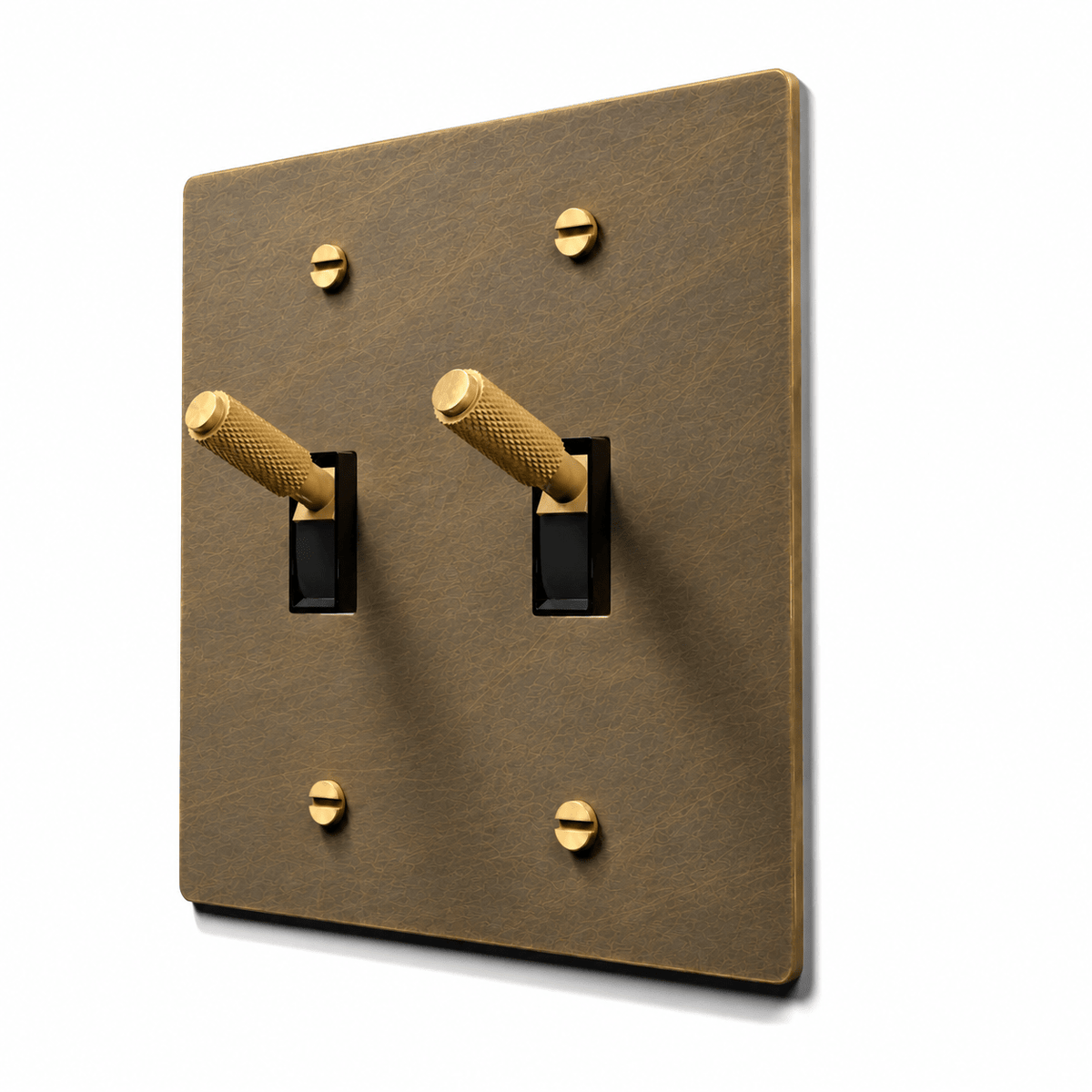 aged brass 2 gang toggle light switch
