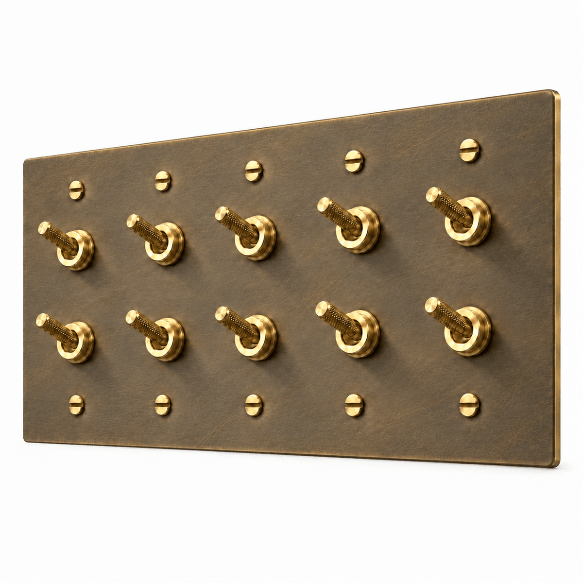 PlatePrestige Double Knurled Toggle Light Switch in Aged Brass