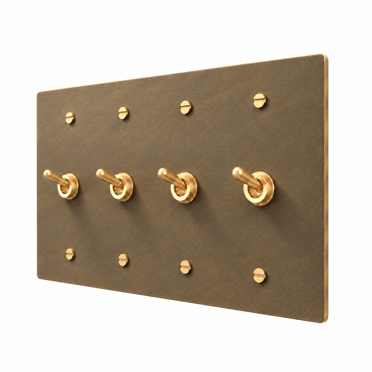 4 gang aged brass toggle switch