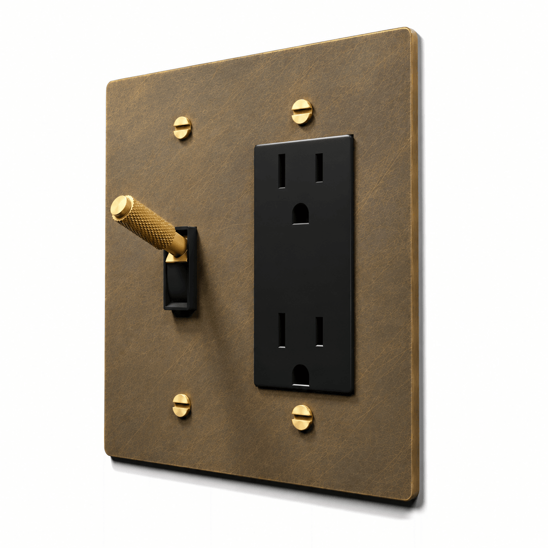 Brass Toggle & Outlet Combo Switch Plate