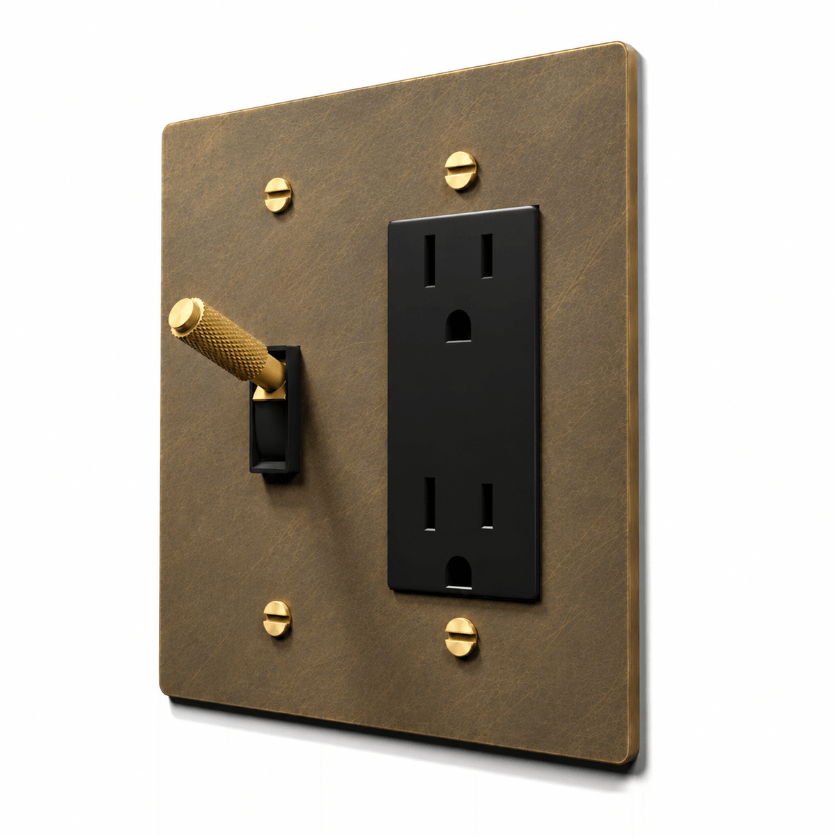 Brass Toggle & Outlet Combo Switch Plate