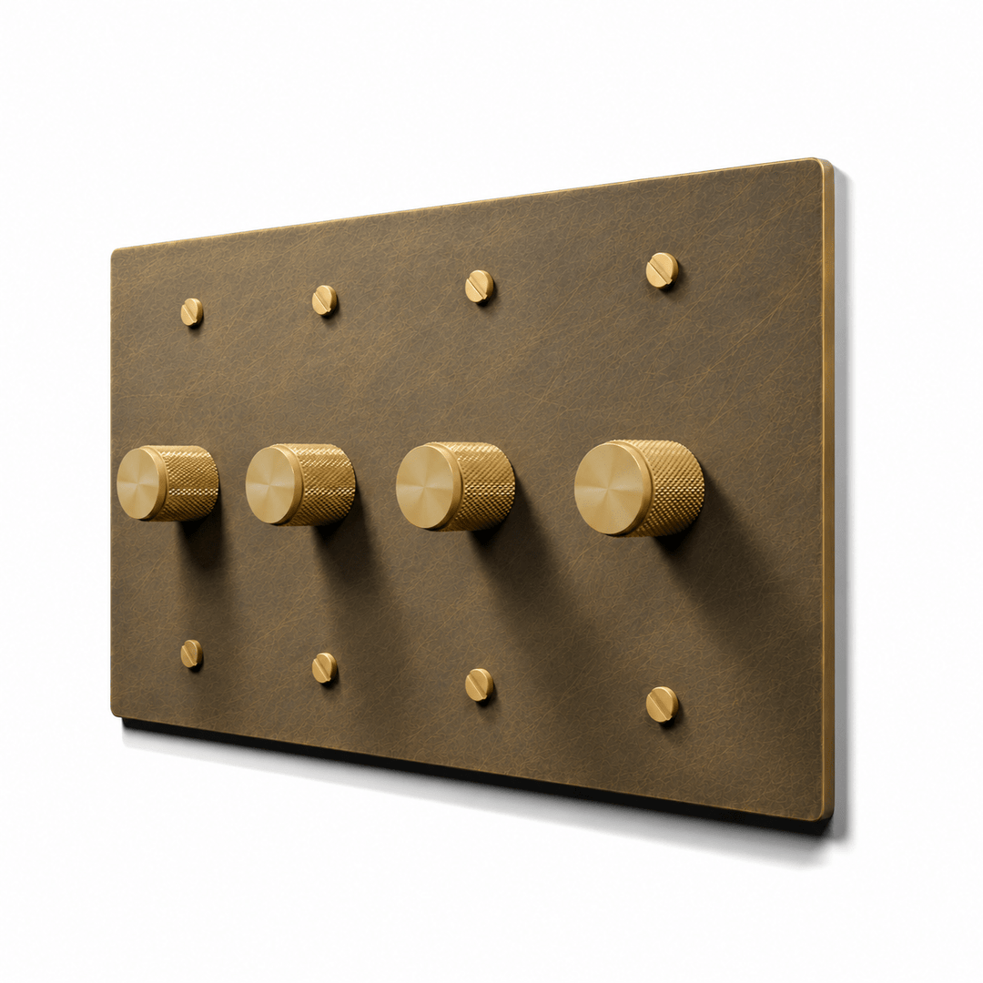 4 gang aged brass dimmer