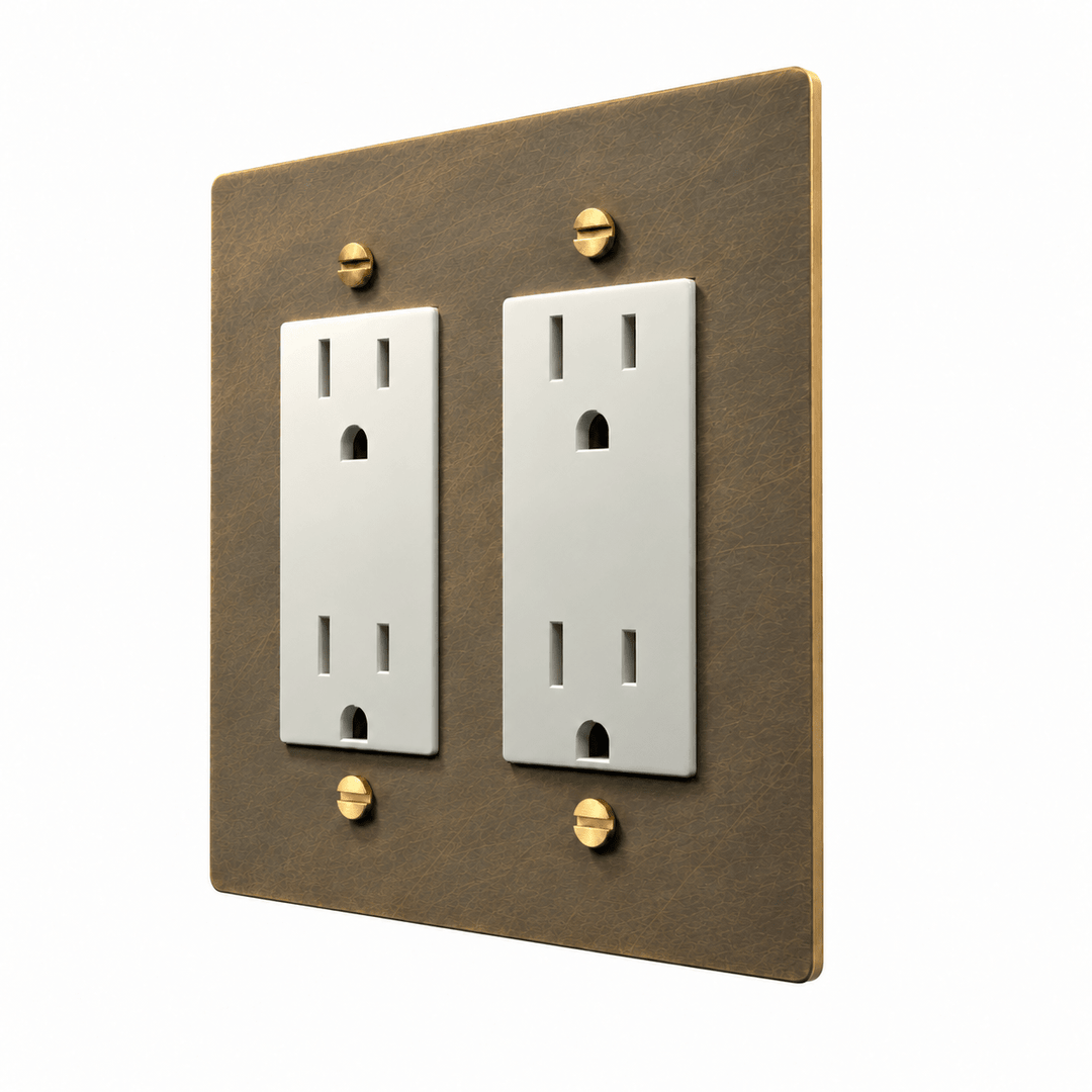 PlatePrestige Electrical Outlet – Regular, USB-C, GFCI – 1 to 2 Gang in uniform brushed aged brass