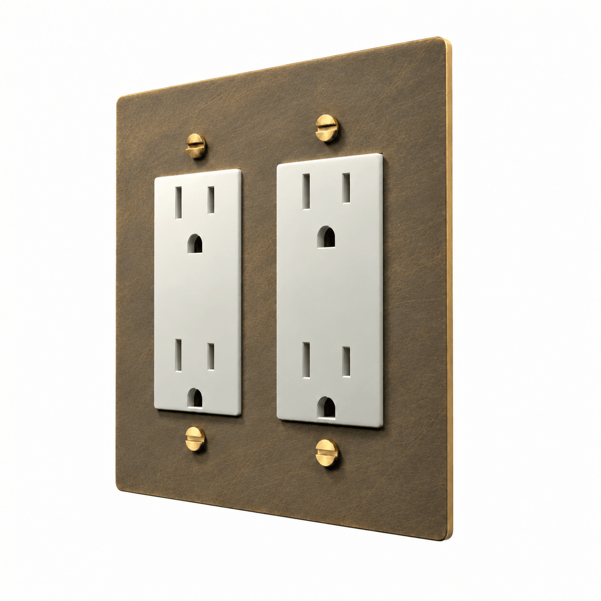 PlatePrestige Electrical Outlet – Regular, USB-C, GFCI – 1 to 2 Gang in uniform brushed aged brass