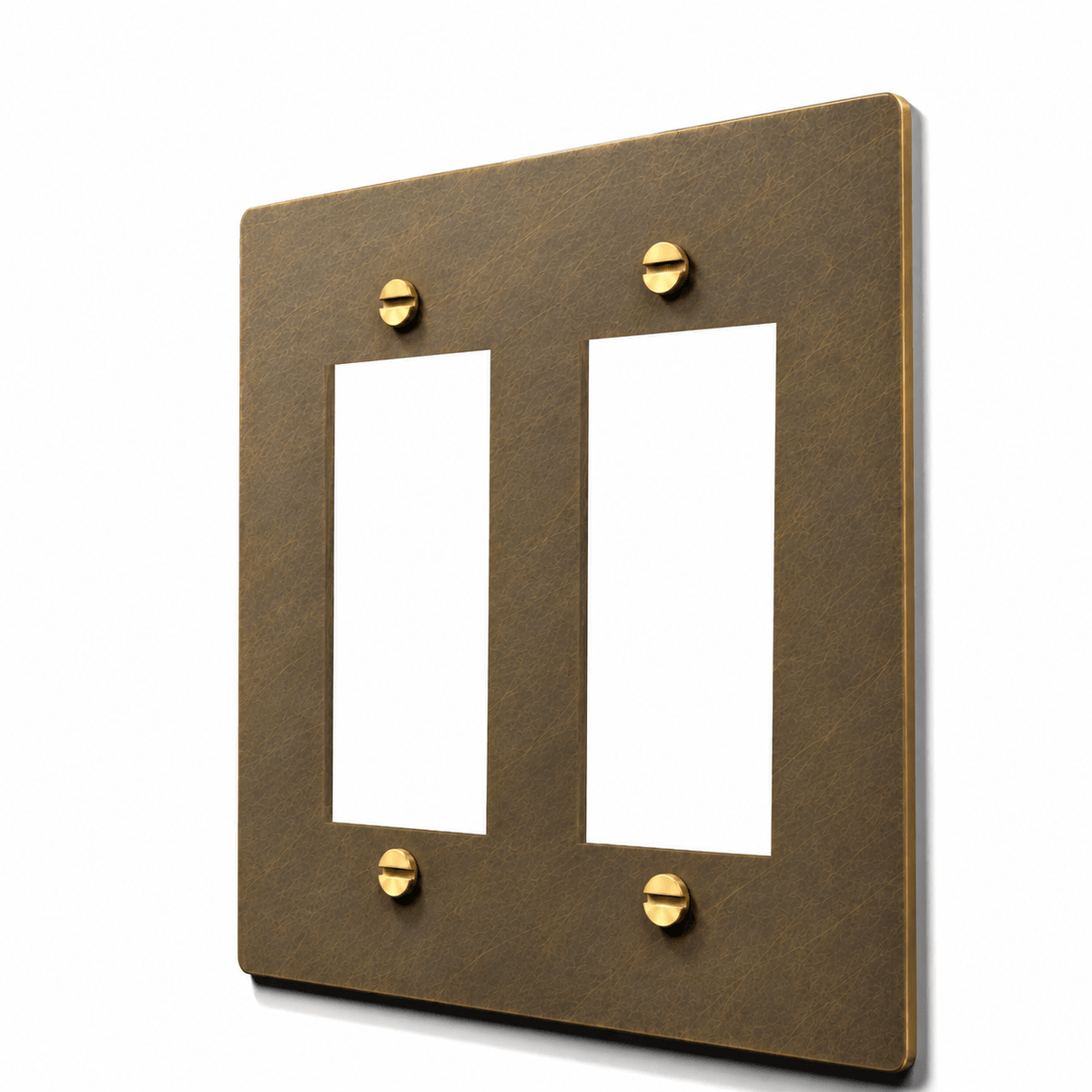 2 gang aged brass outlet cover plate