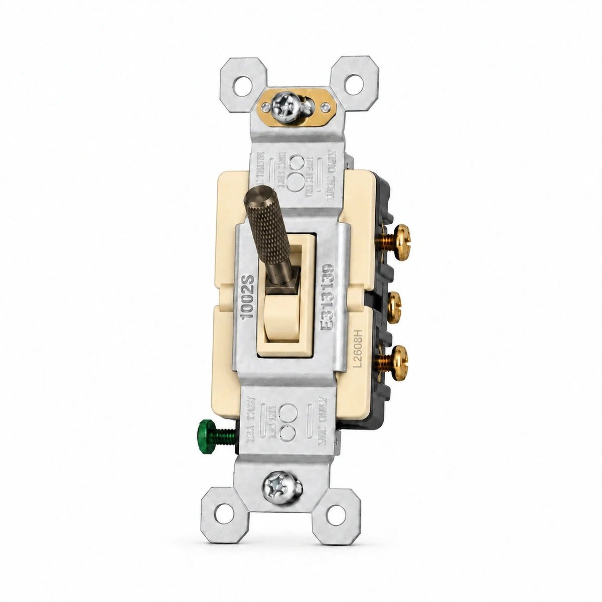 Aged Bronze (Hand-Brushed) toggle switch mechanism with ivory frame