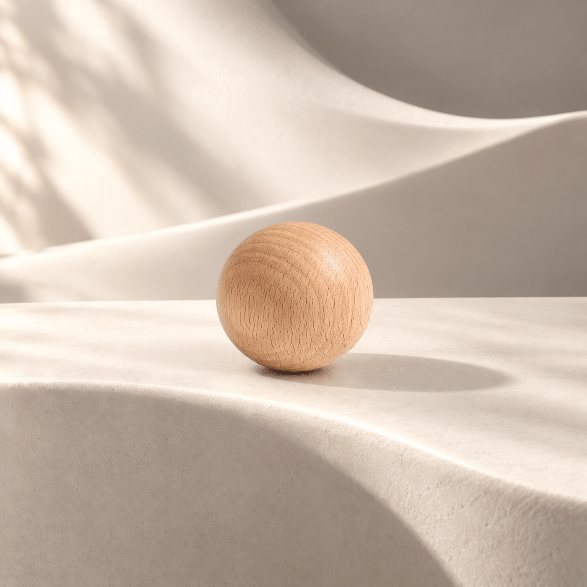 Natural beech wooden ball cabinet knob