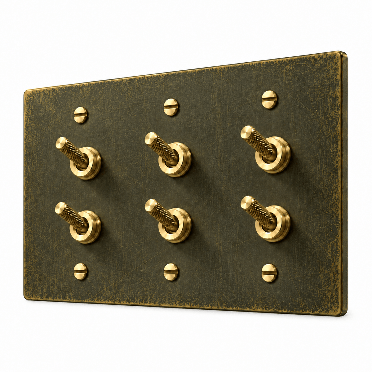 PlatePrestige Double Knurled Toggle Light Switch in Antique Brass