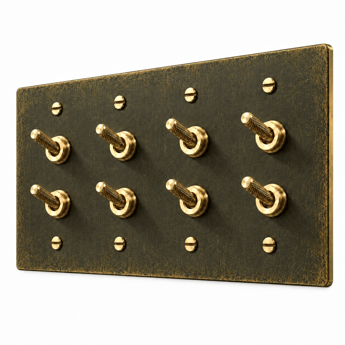 PlatePrestige Double Knurled Toggle Light Switch in Antique Brass
