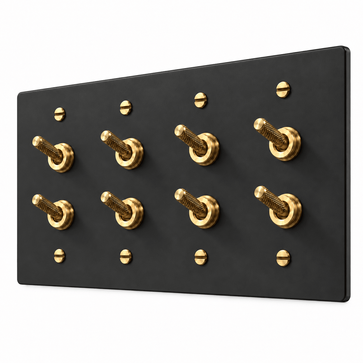 PlatePrestige Double Knurled Toggle Light Switch in Black / Brass