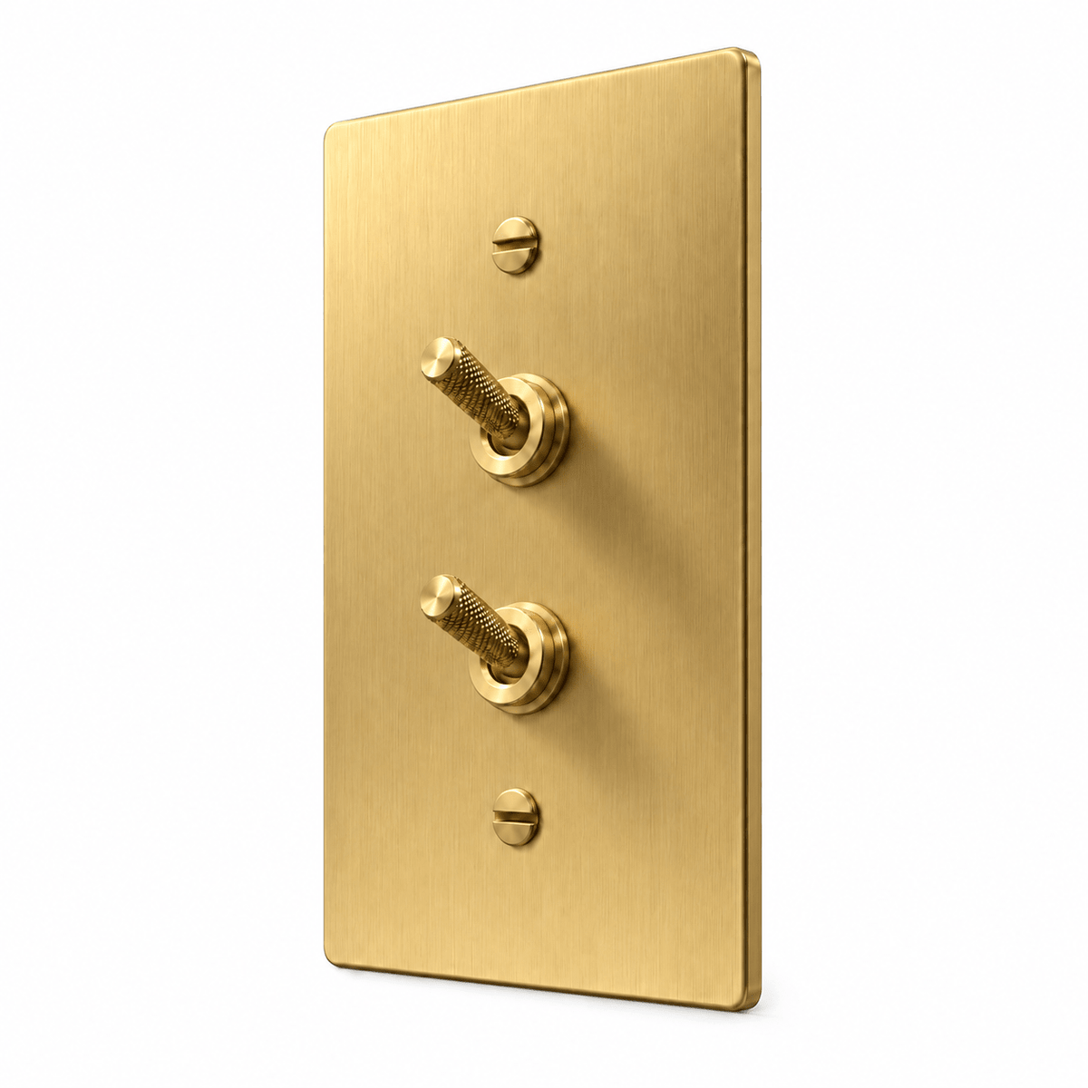 PlatePrestige Double Knurled Toggle Light Switch in Brass