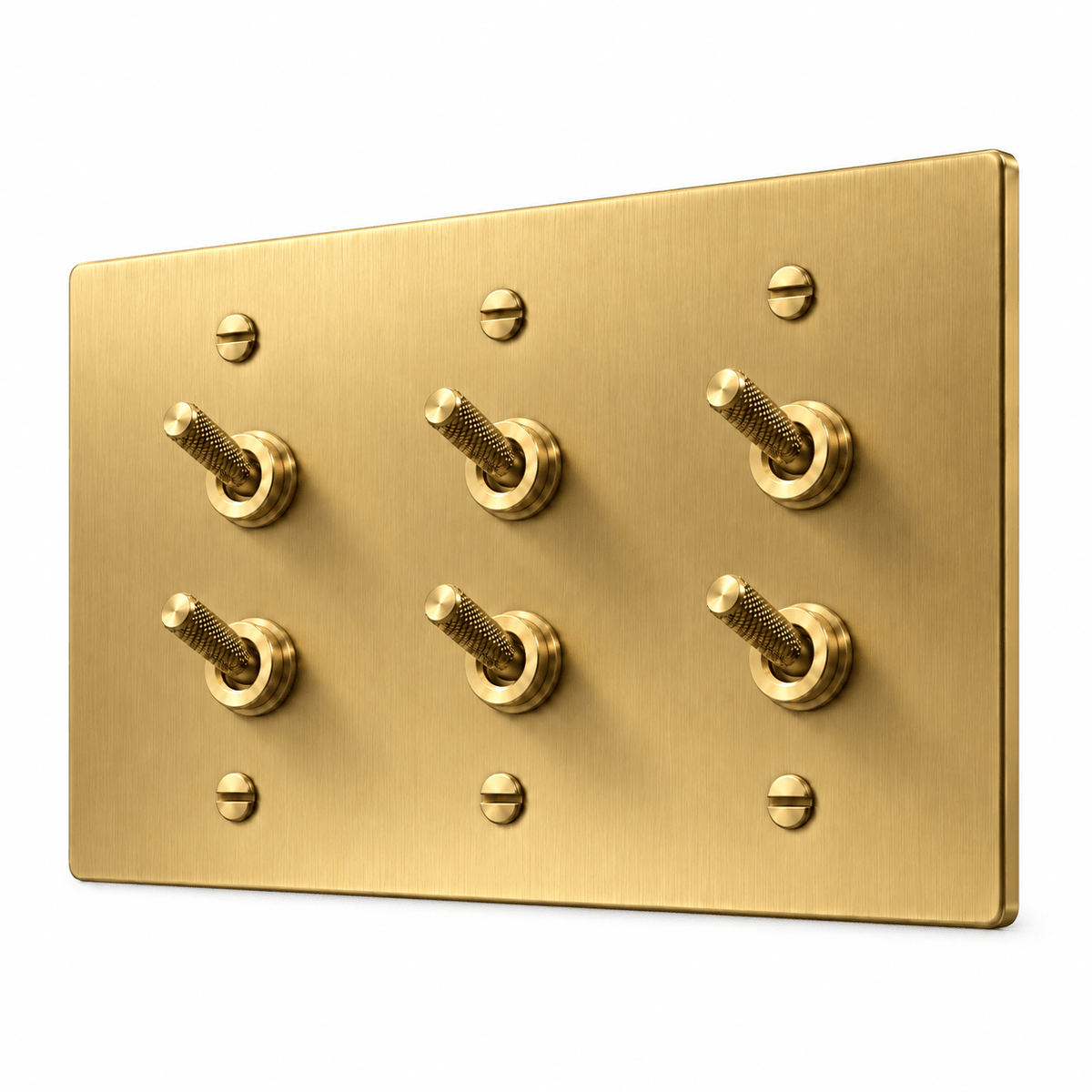 PlatePrestige Double Knurled Toggle Light Switch in Brass