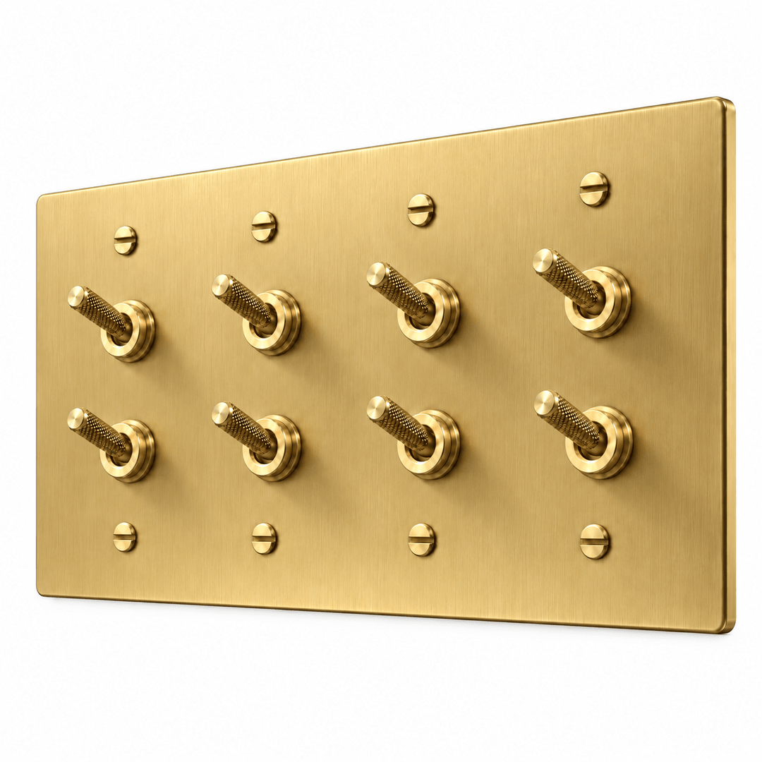 PlatePrestige Double Knurled Toggle Light Switch in Brass