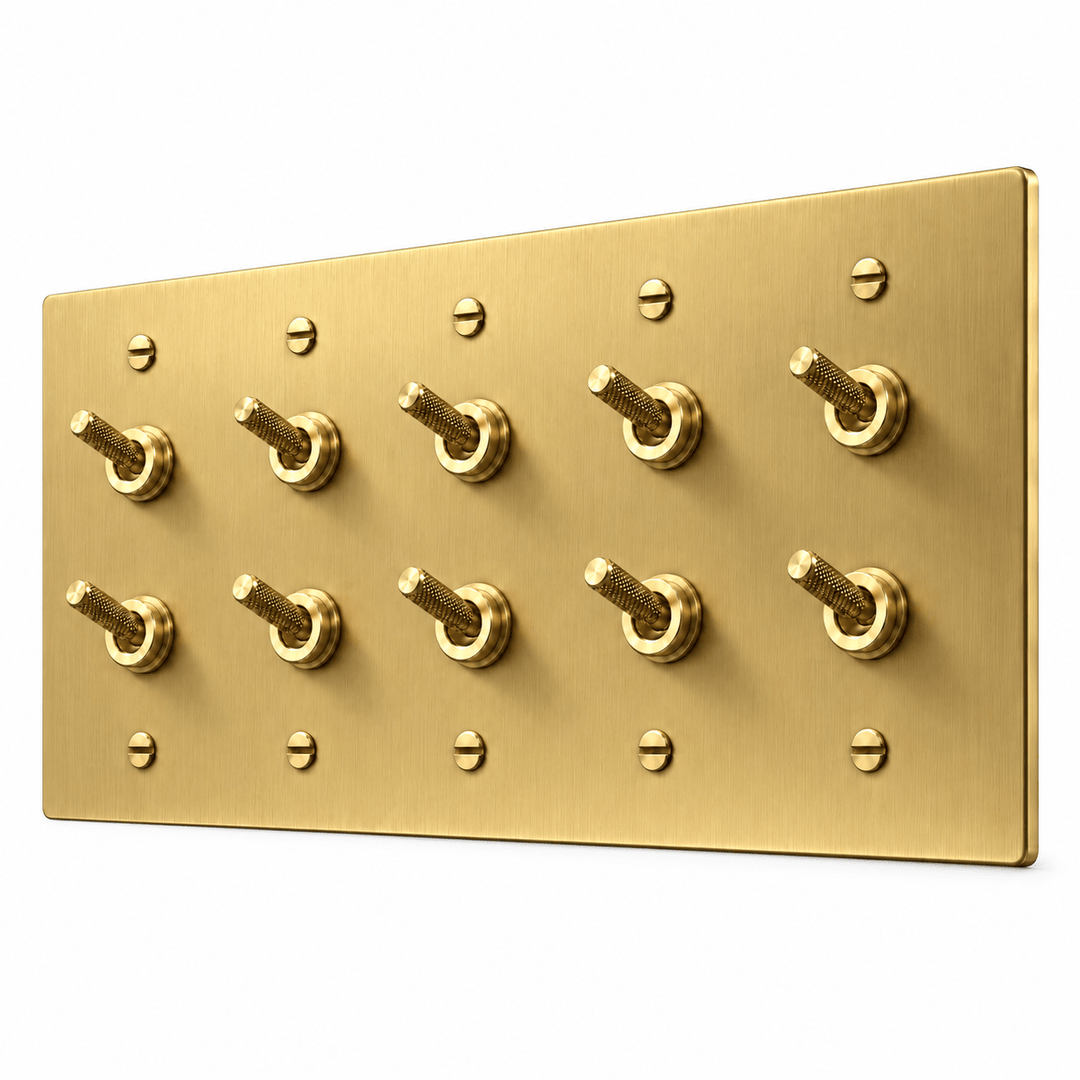 PlatePrestige Double Knurled Toggle Light Switch in Brass