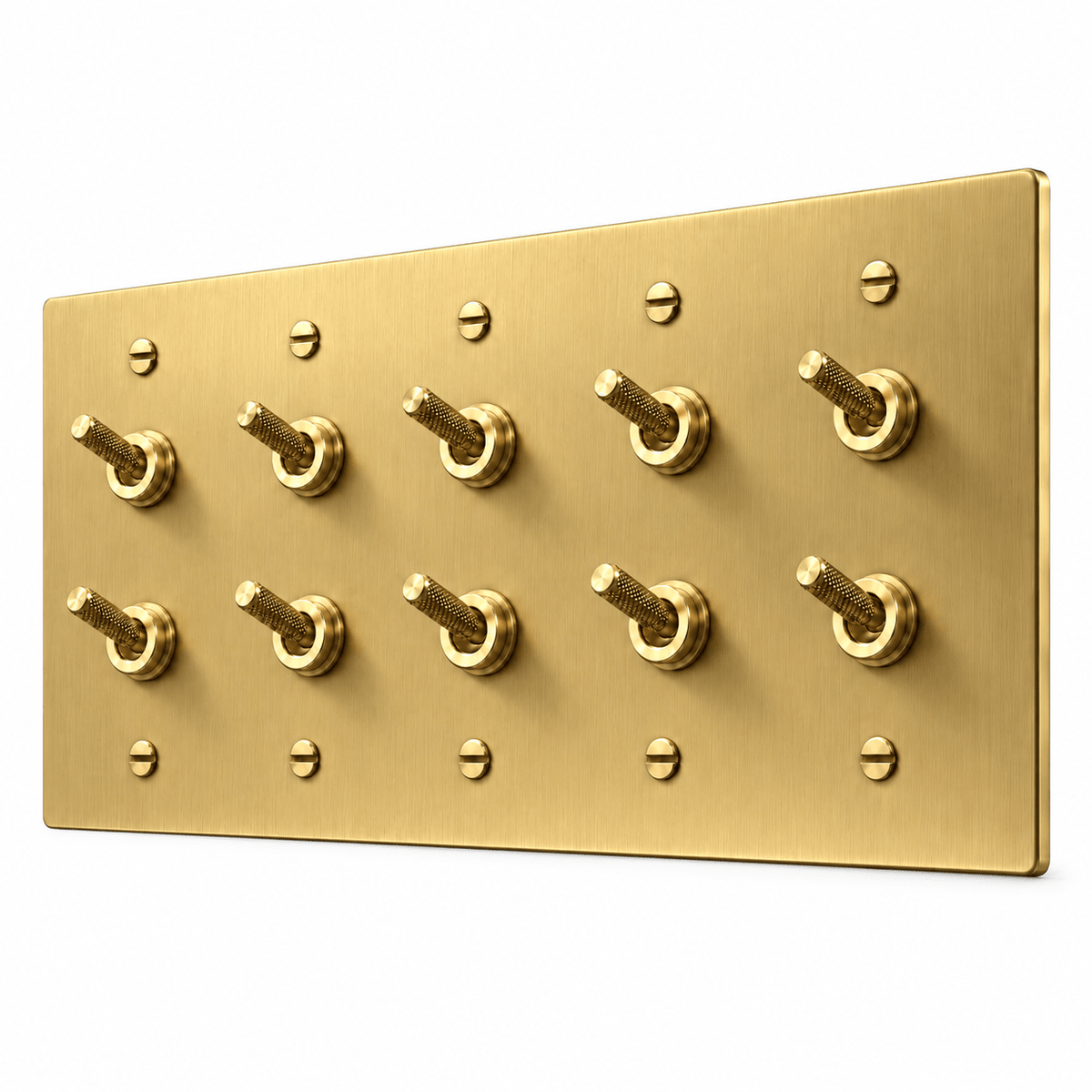 PlatePrestige Double Knurled Toggle Light Switch in Brass