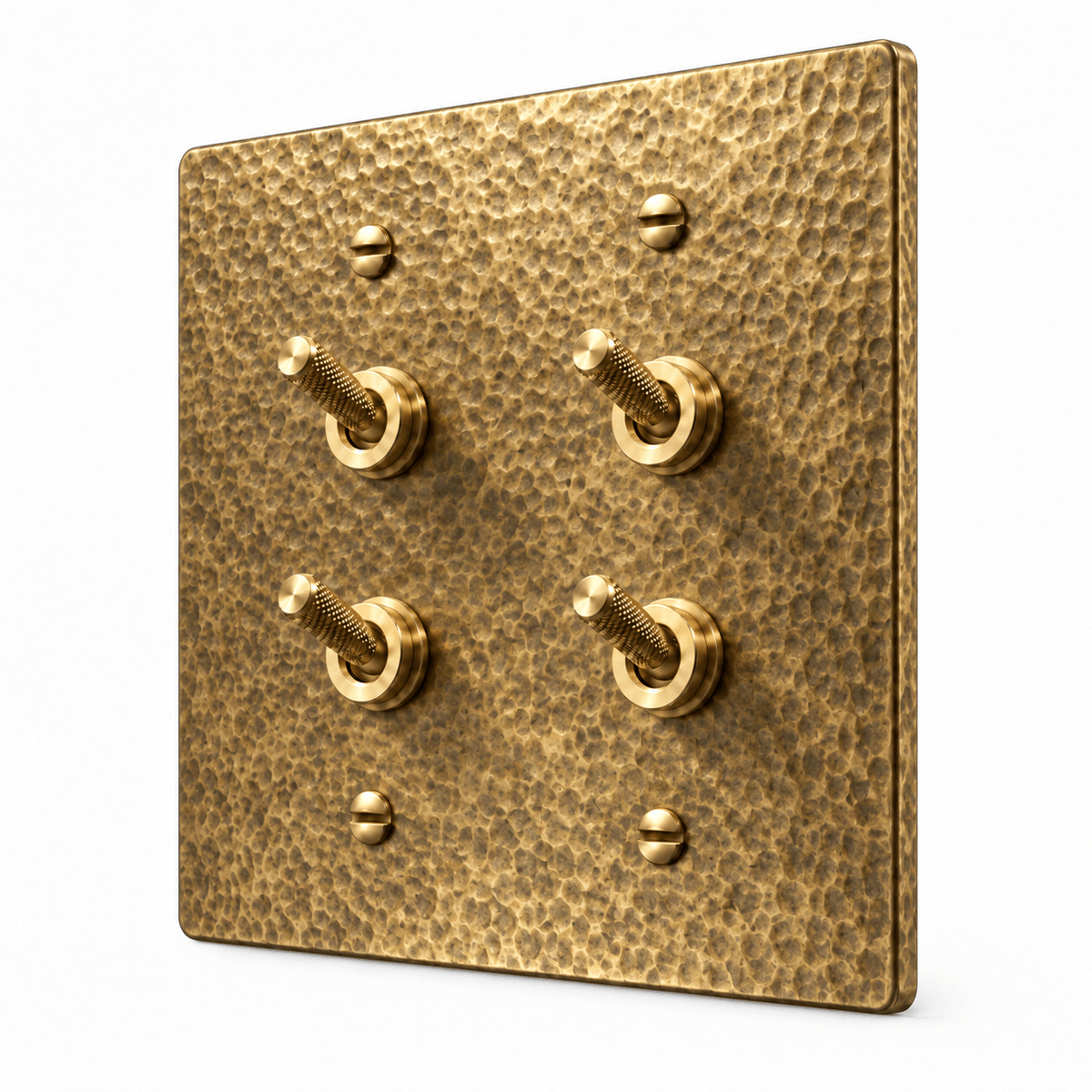 PlatePrestige Double Knurled Toggle Light Switch in Hammered Antique Brass