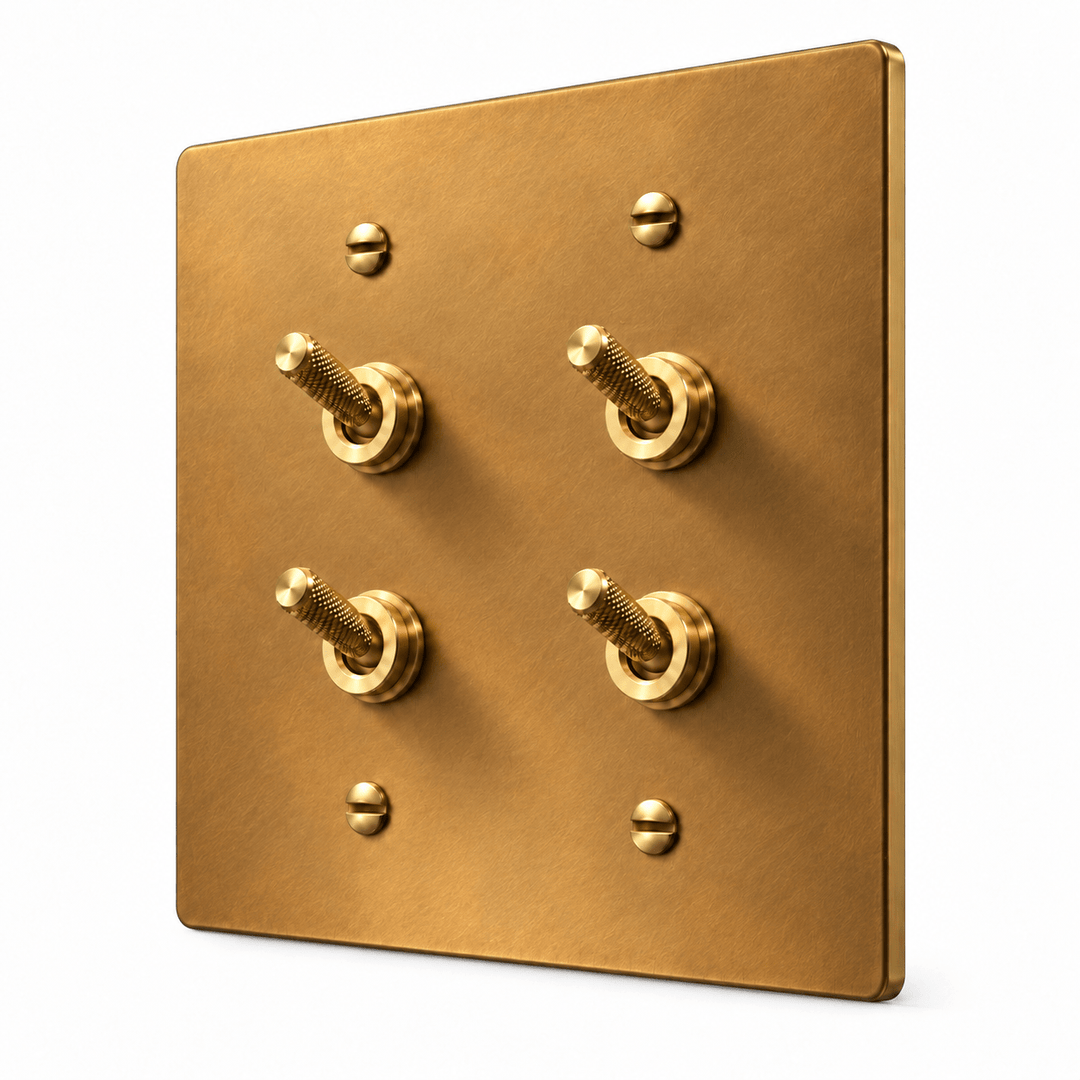 PlatePrestige Double Knurled Toggle Light Switch in Unlacquered Aged brass
