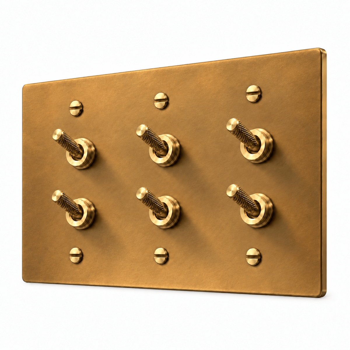 PlatePrestige Double Knurled Toggle Light Switch in Unlacquered Aged brass