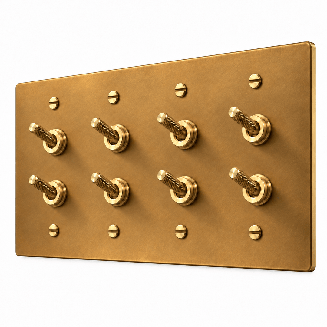 PlatePrestige Double Knurled Toggle Light Switch in Unlacquered Aged brass