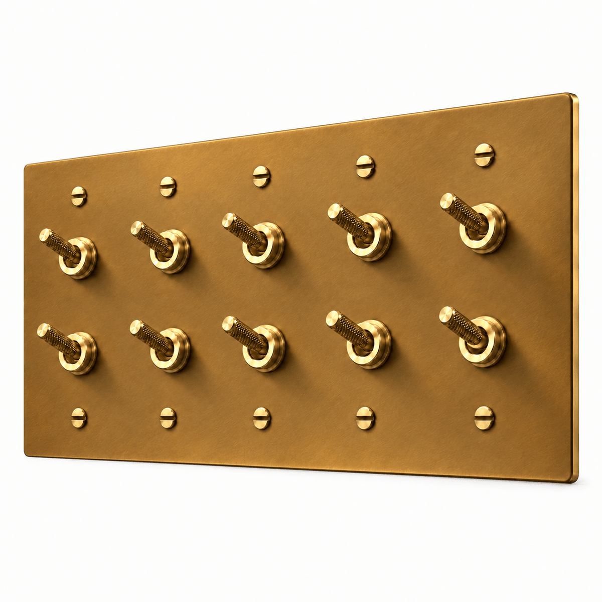 PlatePrestige Double Knurled Toggle Light Switch in Unlacquered Aged brass