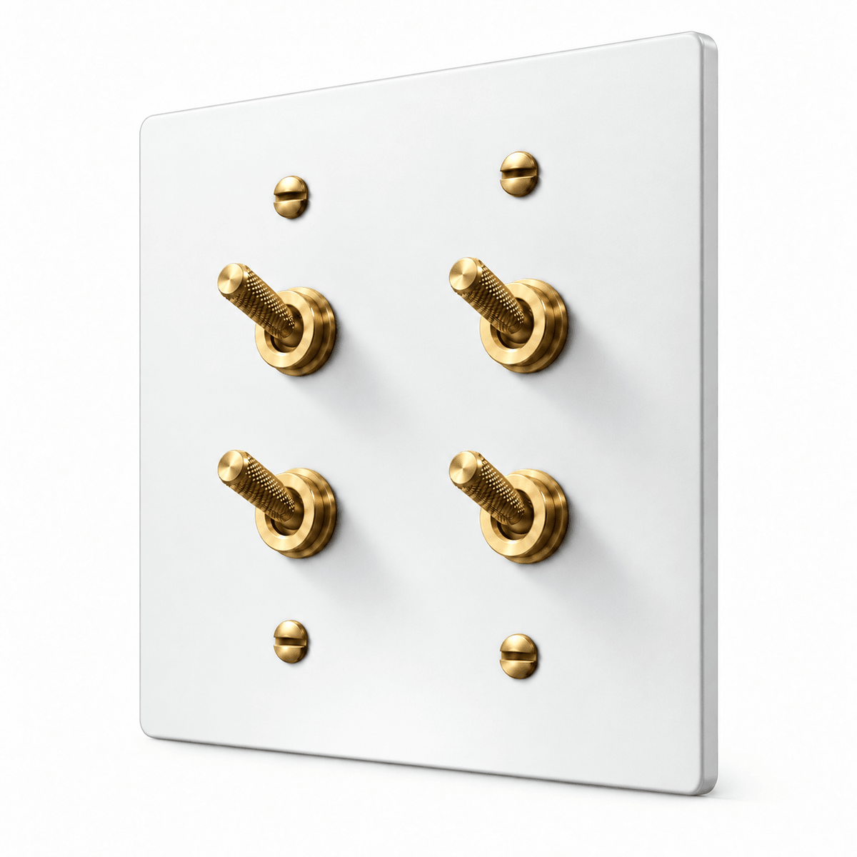 PlatePrestige Double Knurled Toggle Light Switch in White / Brass