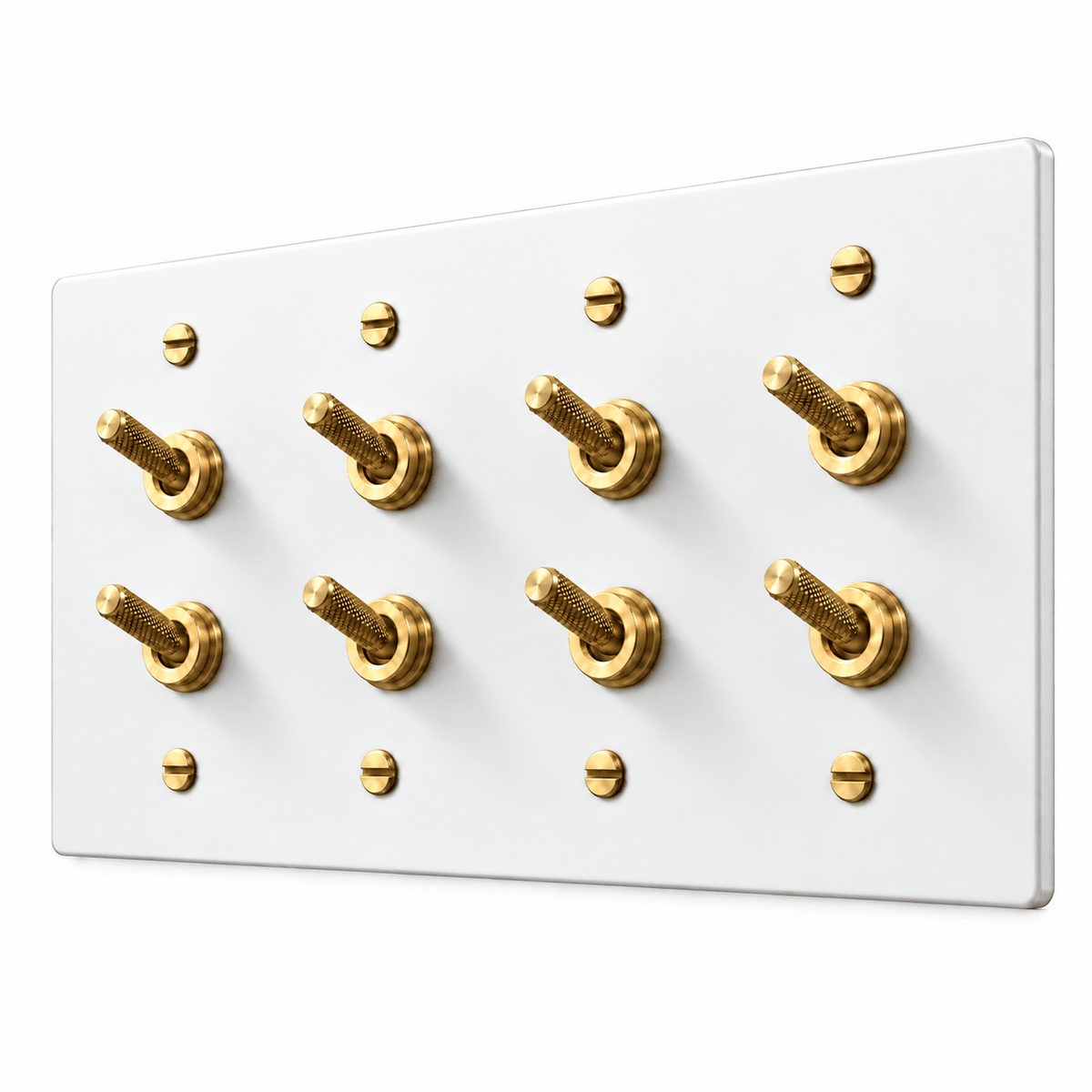 PlatePrestige Double Knurled Toggle Light Switch in White / Brass