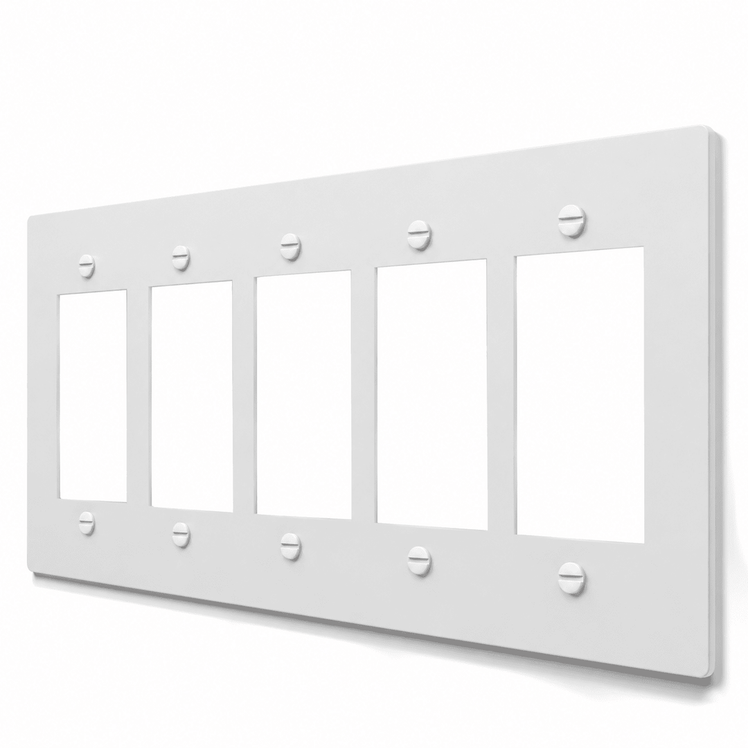 5-Gang Brass Decora & GFCI Wall Plate in All-White