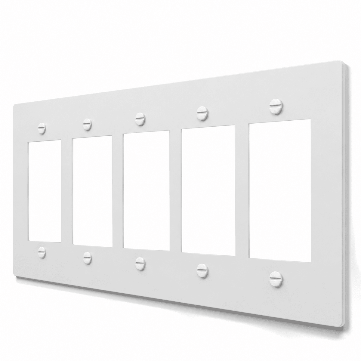 5-Gang Brass Decora & GFCI Wall Plate in All-White