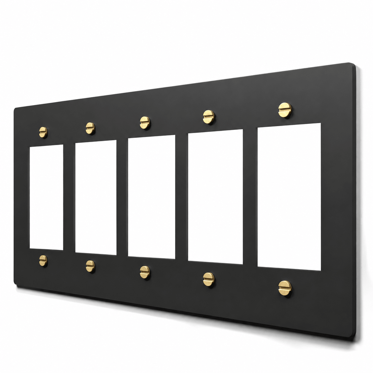 5-Gang Brass Decora & GFCI Wall Plate in Black / Brass