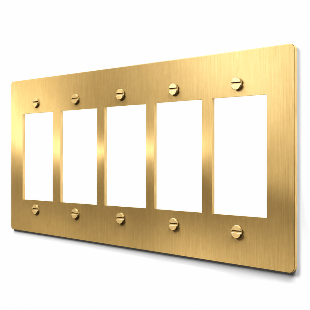 5-Gang Brass Decora & GFCI Wall Plate in Brass