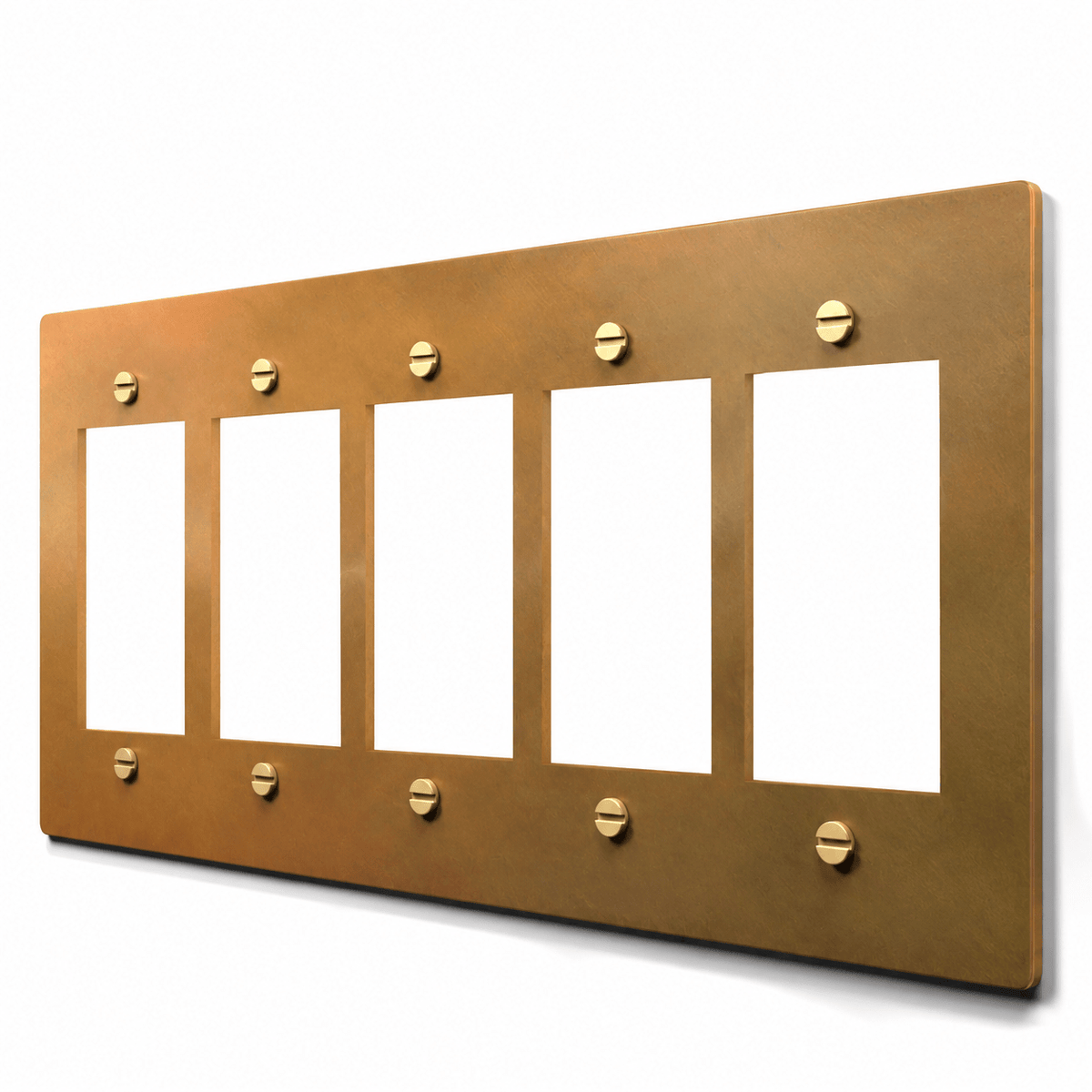 5-Gang Brass Decora & GFCI Wall Plate in Unlacquered Aged brass