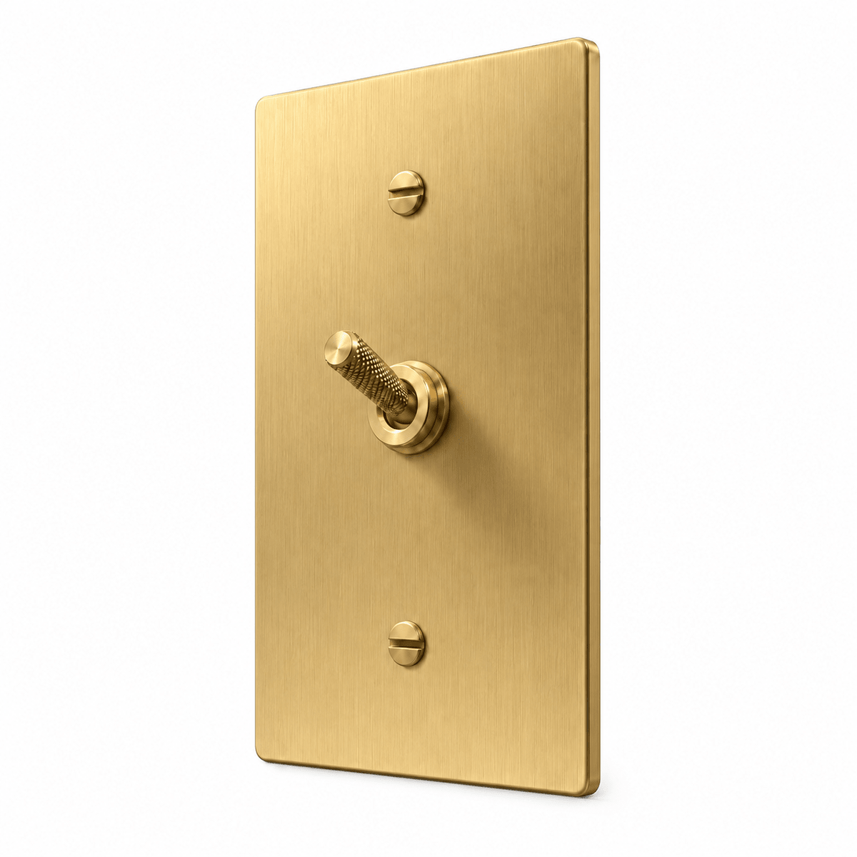 PlatePrestige 1-gang Knurled Toggle Light Switch in Brass