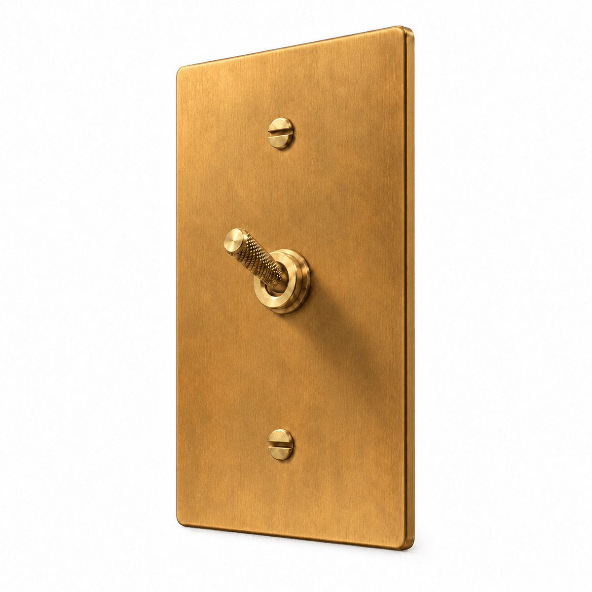 PlatePrestige 1-gang Knurled Toggle Light Switch in Unlacquered Aged brass