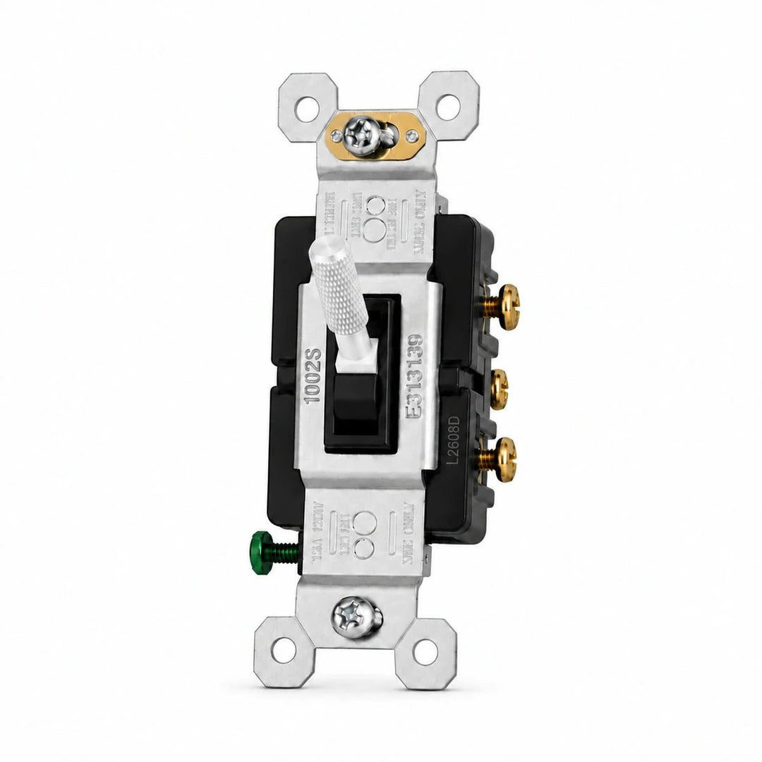 White toggle switch mechanism with black frame
