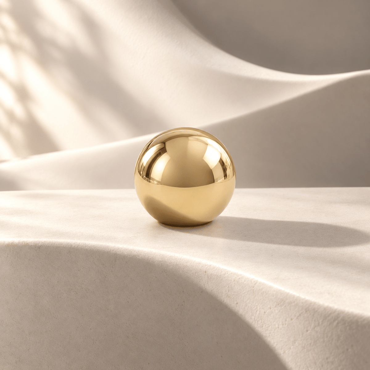 Gold 25 mm plain ball cabinet knob — warm ivory studio