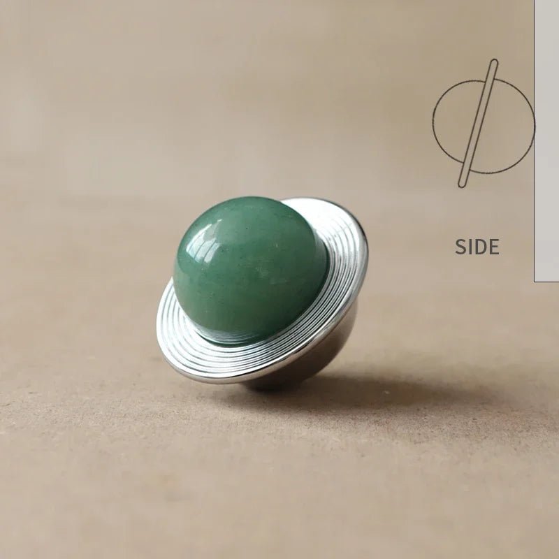 Jade Stone and Brass Pull – Modern Luxury Knob  