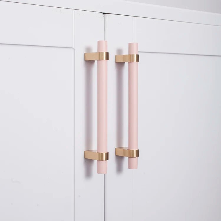 Premium Pink Wood & Brass Drawer Pulls – 5" Handles for Furniture