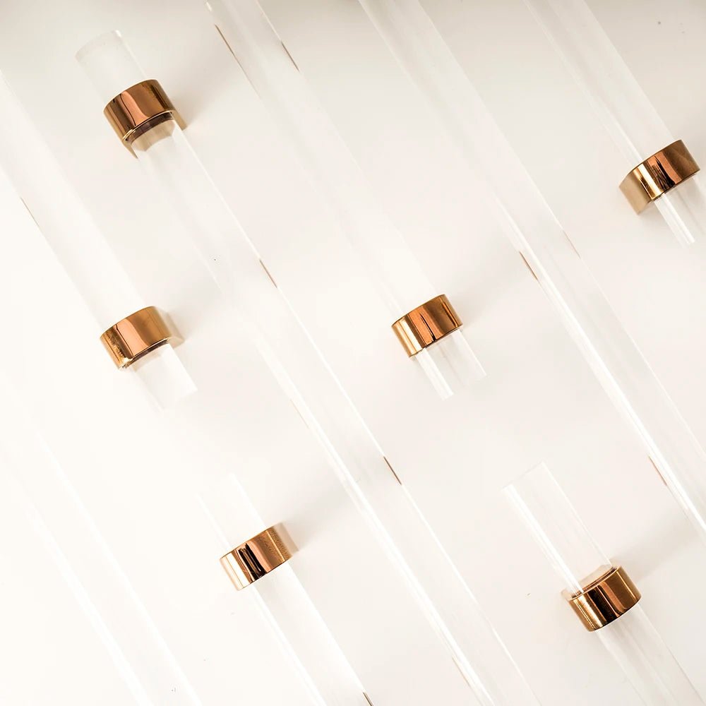 Sleek Acrylic and Rose Gold Brass Cabinet Knob for Modern Design