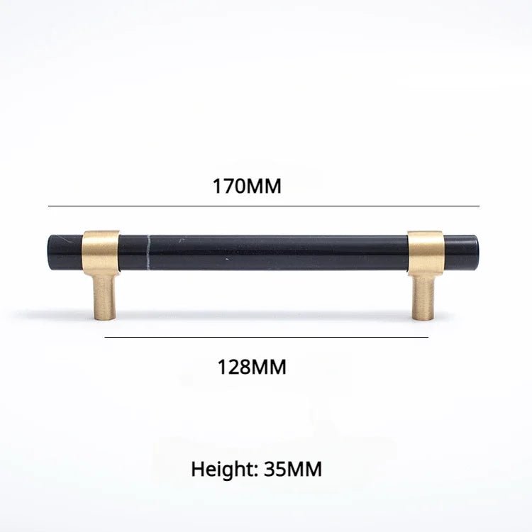 Sophisticated Brass T-Bar Pull with Black Crystal Accent