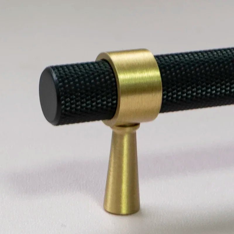 High-Quality Black Knurled Brass Pulls for Modern Kitchen & Bedroom