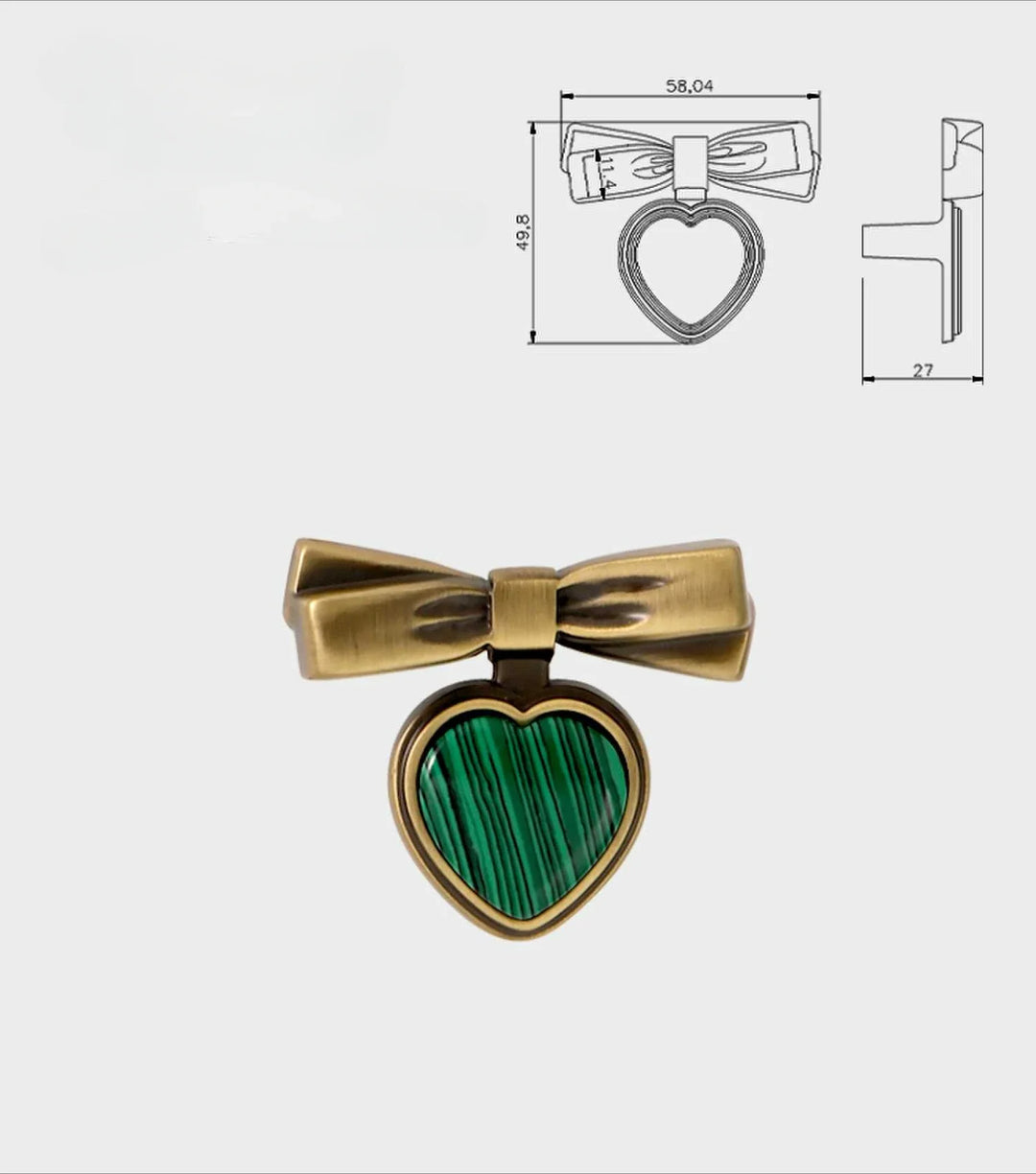 Durable Bow Shape Dresser Knobs – Retro Bronze Love Handles for Drawers