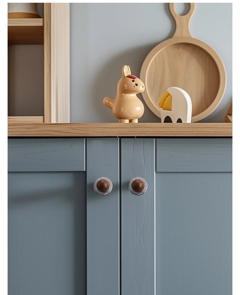 Sleek Brass & Wood Pull Handles – 5" Modern Cabinet Pulls