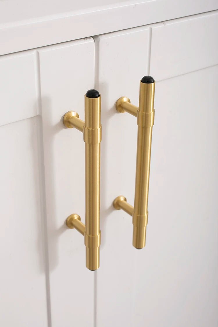 Modern Black Stone Cabinet Pull with Gold Finish  