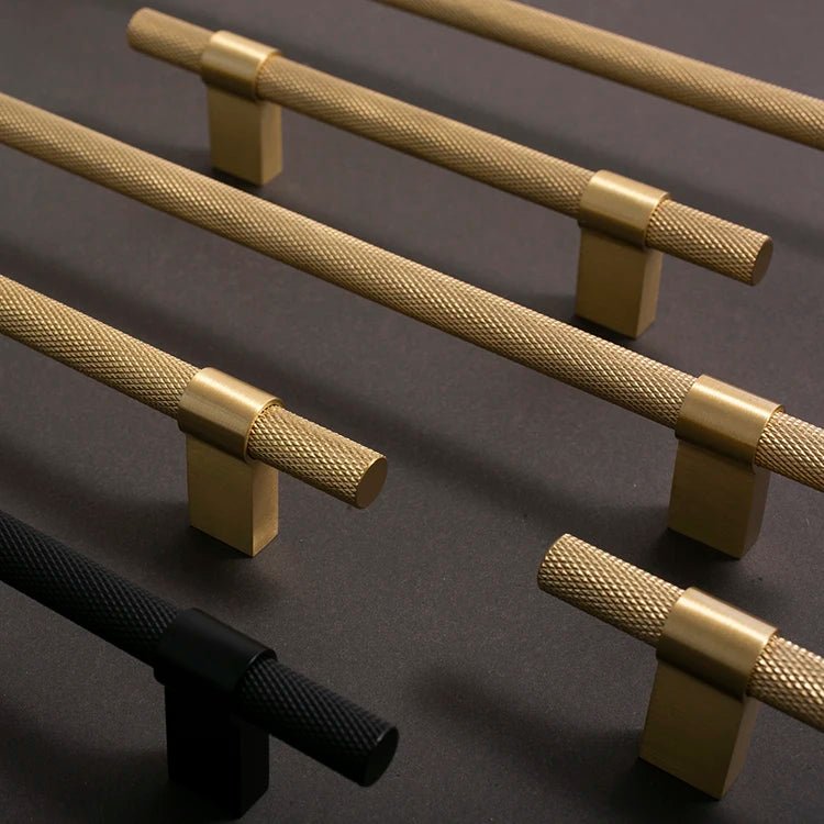 Textured Knurled Brass Pulls for Contemporary Cabinet Designs