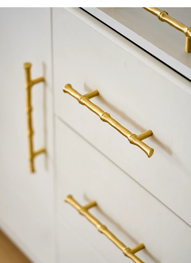 Stylish Bronze Bamboo Brass T-Bar Pulls – 5" Handles for Cabinets