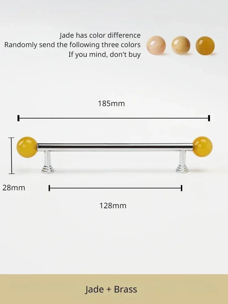 Contemporary Brown Crystal Brass Double Bead Handle for Drawers & Cabinets