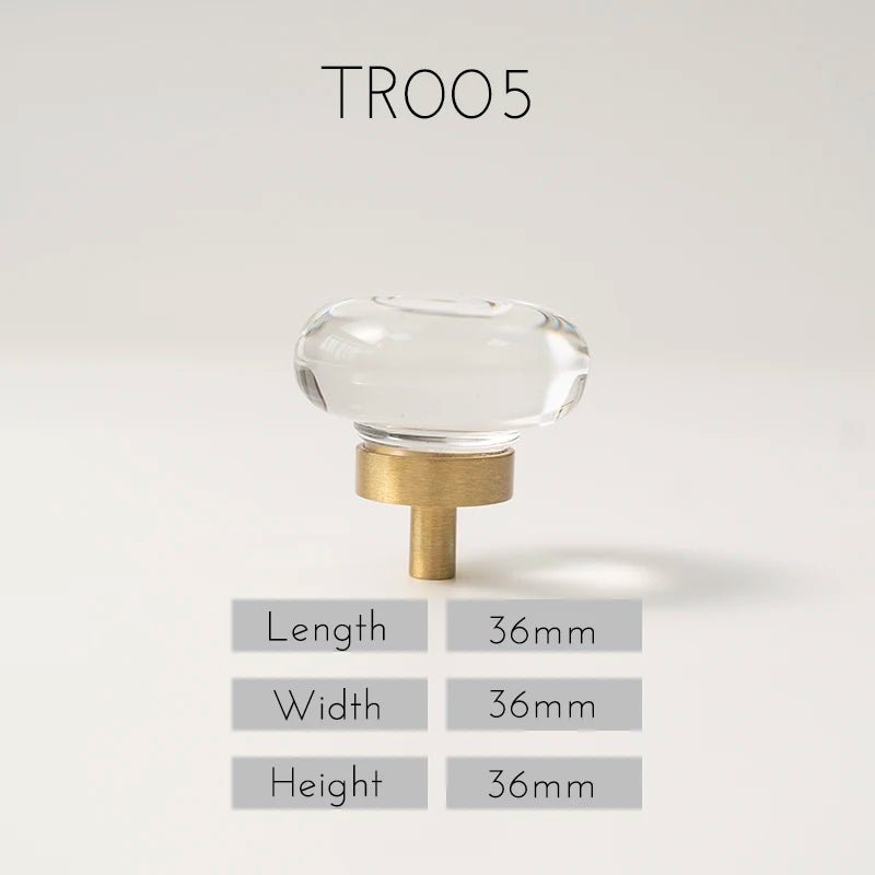 Crystal Faceted Knobs – Brass Base Pull Handles for Stylish Cabinet Design
