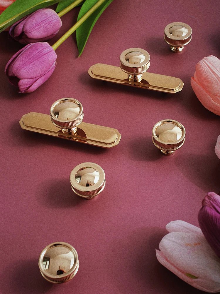 Sleek Glossy Gold Solid Brass Pulls for Cabinets